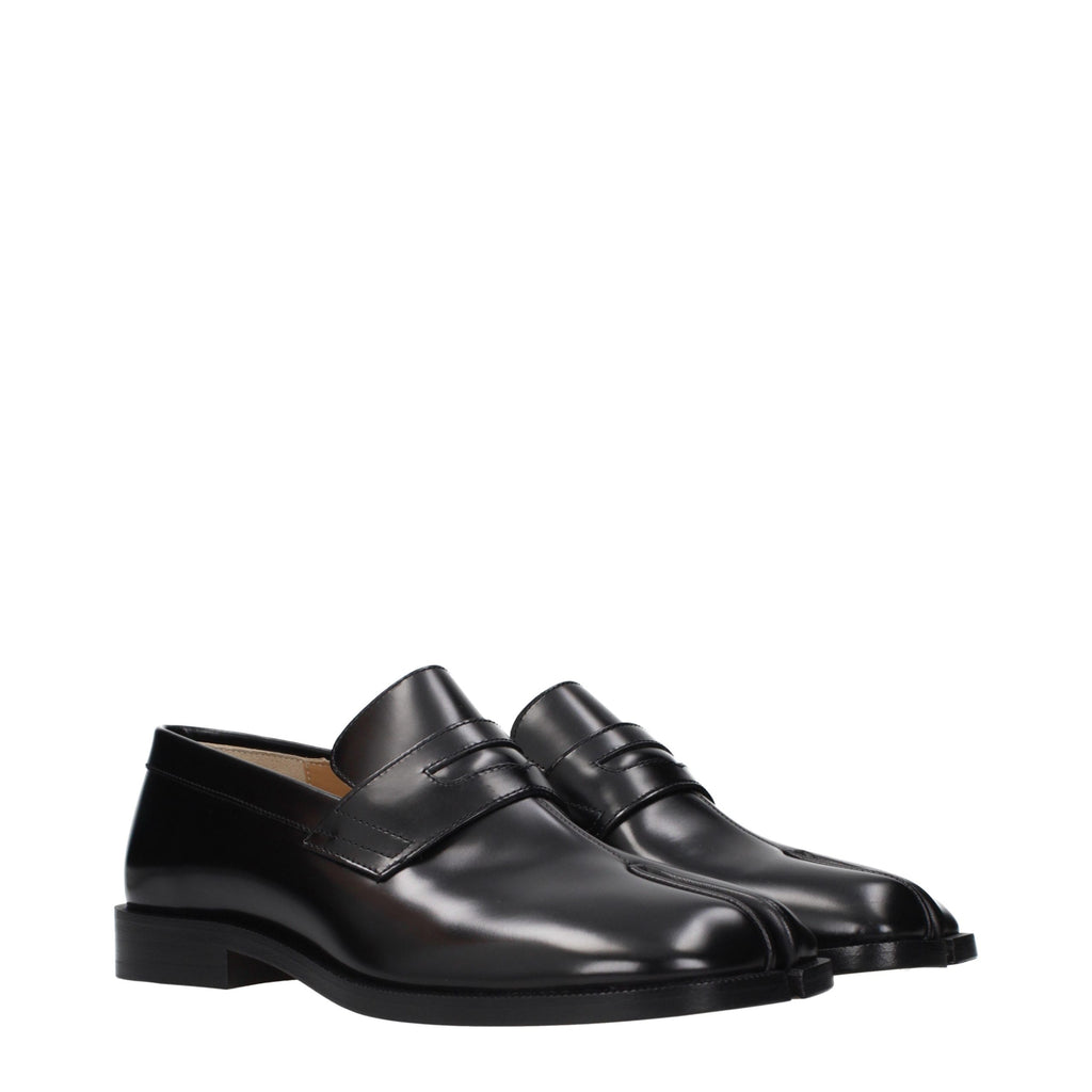 Black Leather Slip-On Loafers