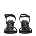 Black Leather Wedge Sandals