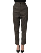 Dark Brown HighWaist Tapered Trouser Pants
