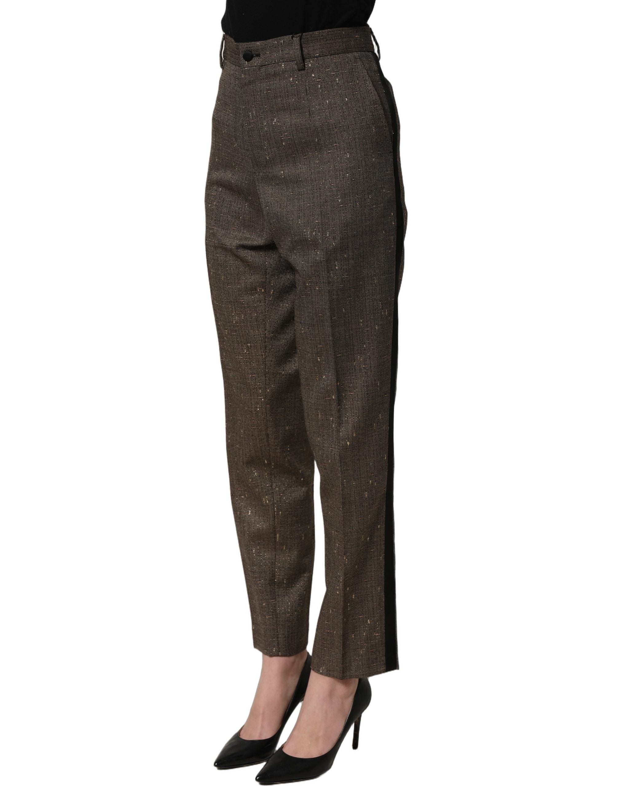 Dark Brown HighWaist Tapered Trouser Pants