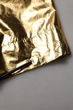 Metallic Gold High Waist Pleated Tapered Pants