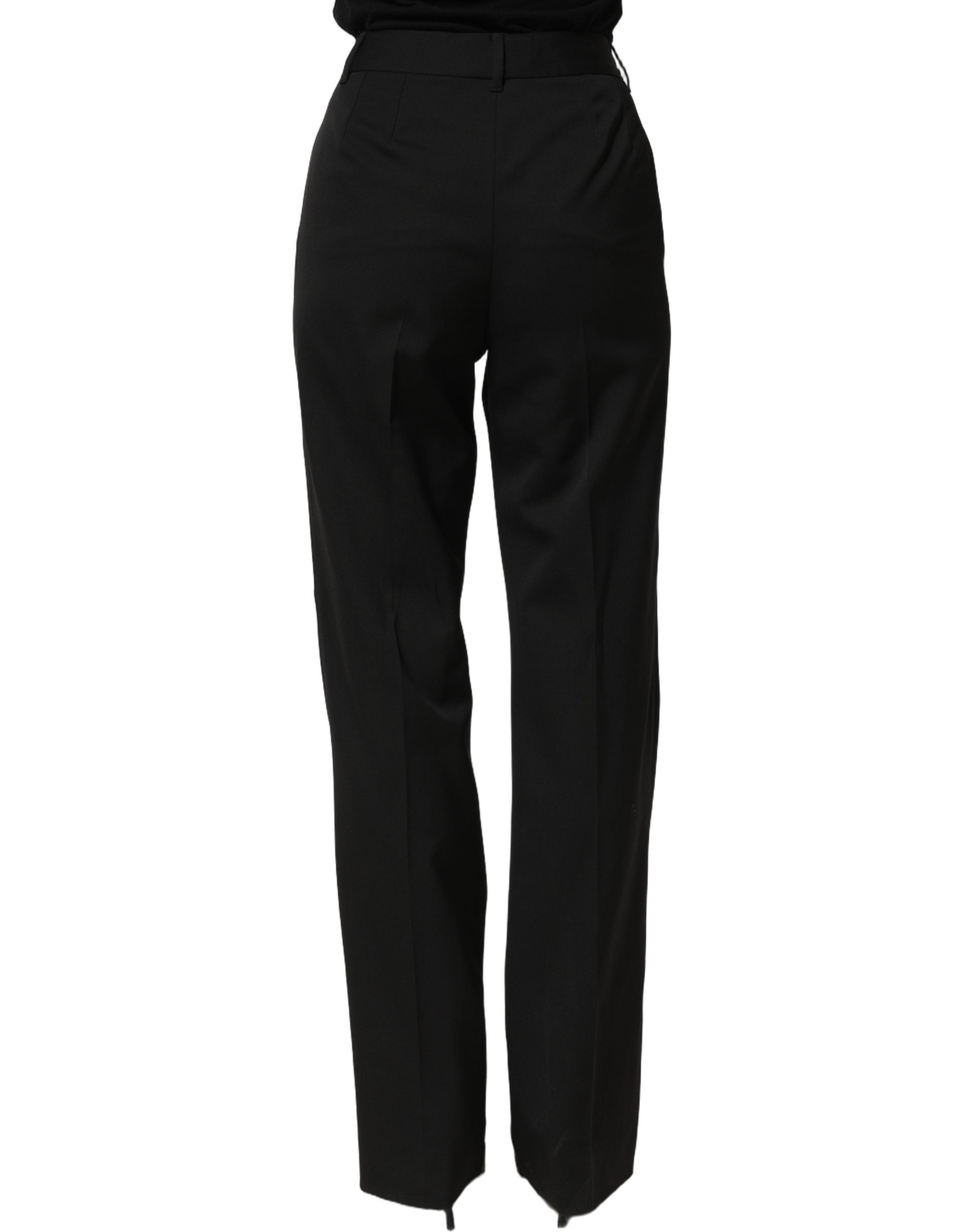 Black High Waist Straight Dress Trouser Pants
