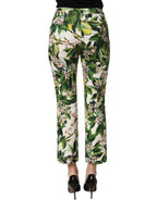 White Floral Print Cropped Straight Pants