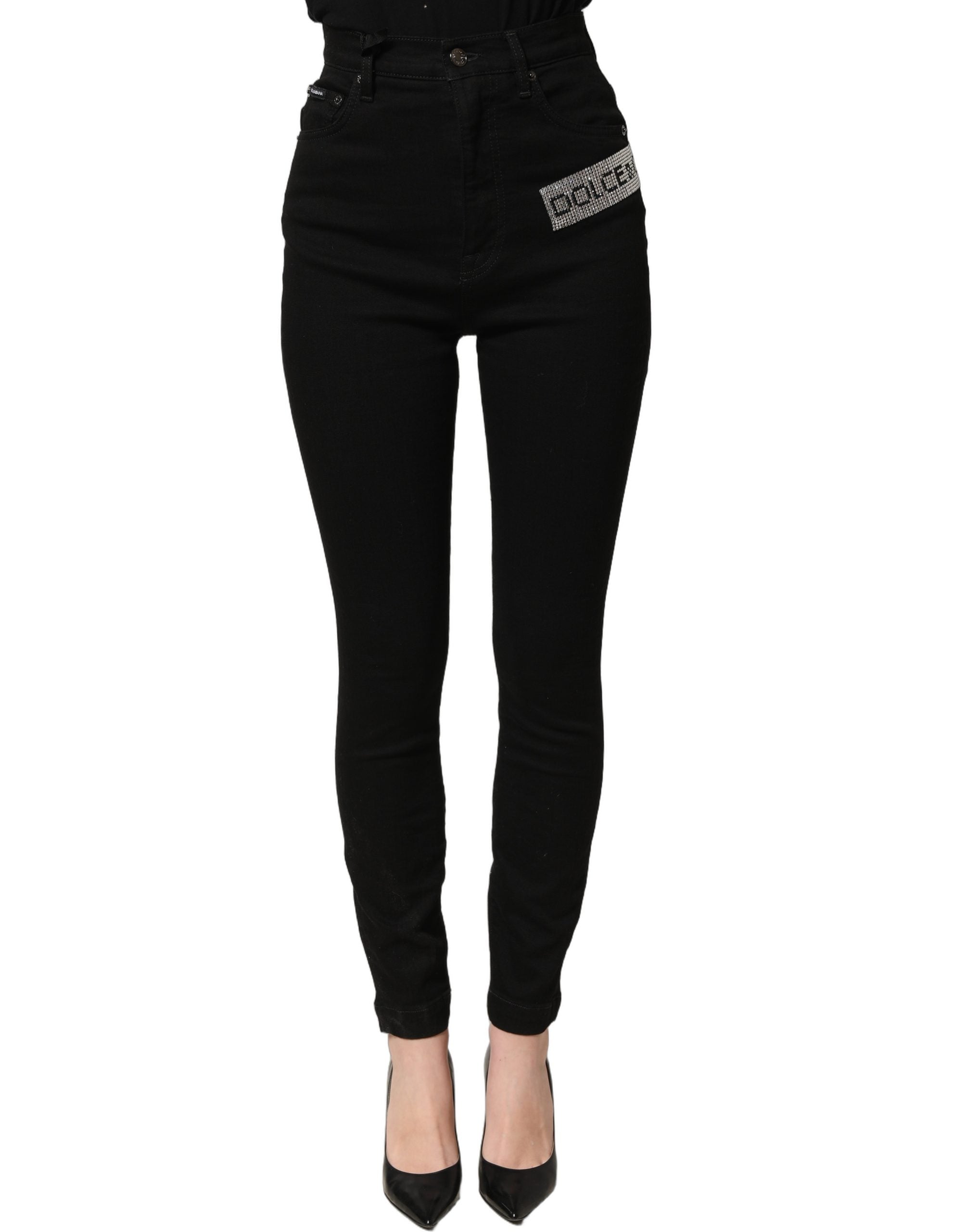 Black Grace Rhinestone HighWaist Denim Jeans