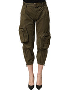 Olive Green High Waist Cargo Trouser Pants