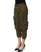 Olive Green High Waist Cargo Trouser Pants