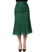 Green Lace High Waist Mermaid Midi Skirt