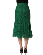 Green Lace High Waist Mermaid Midi Skirt
