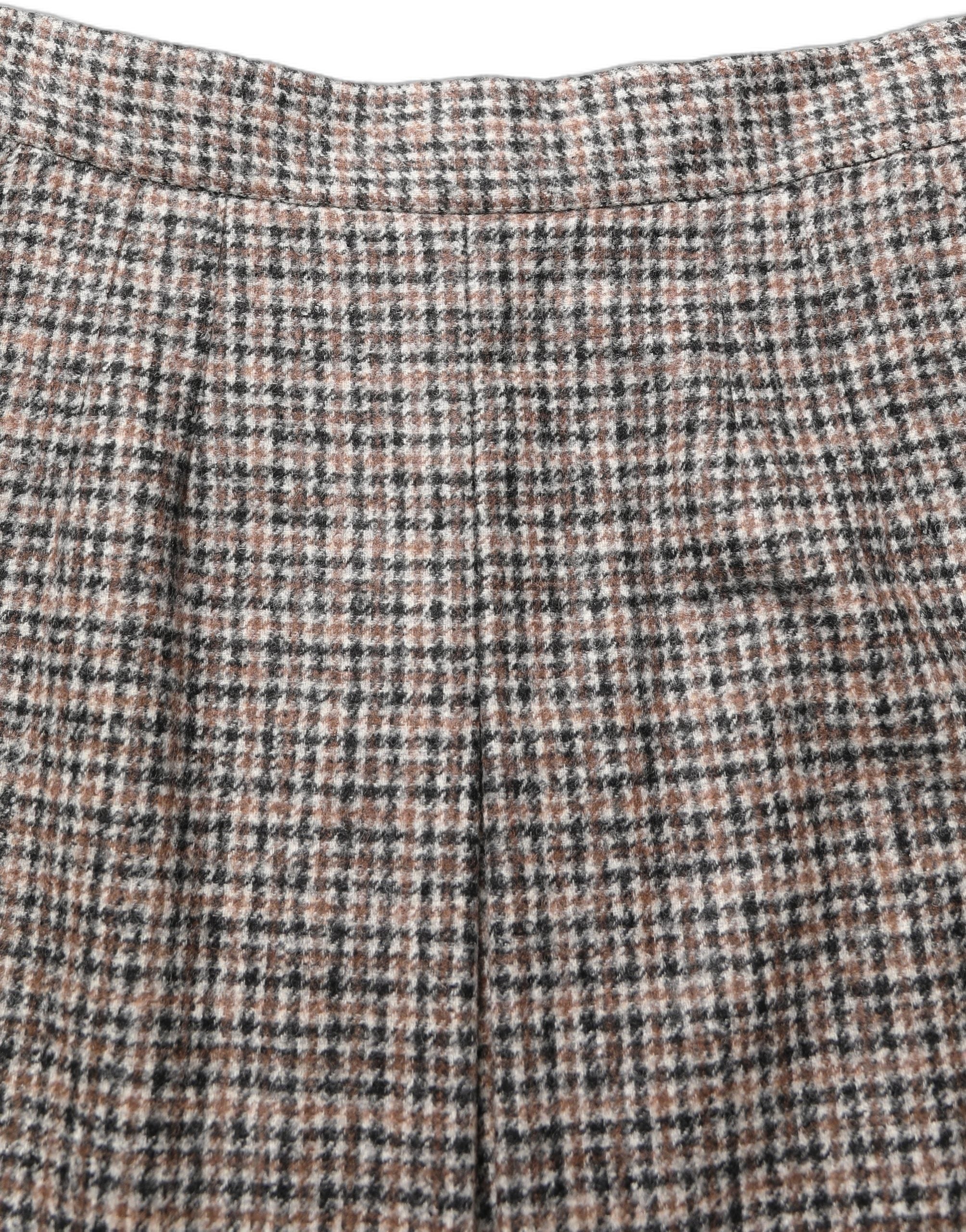 Brown Tweed High Waist A-line Mini Skirt