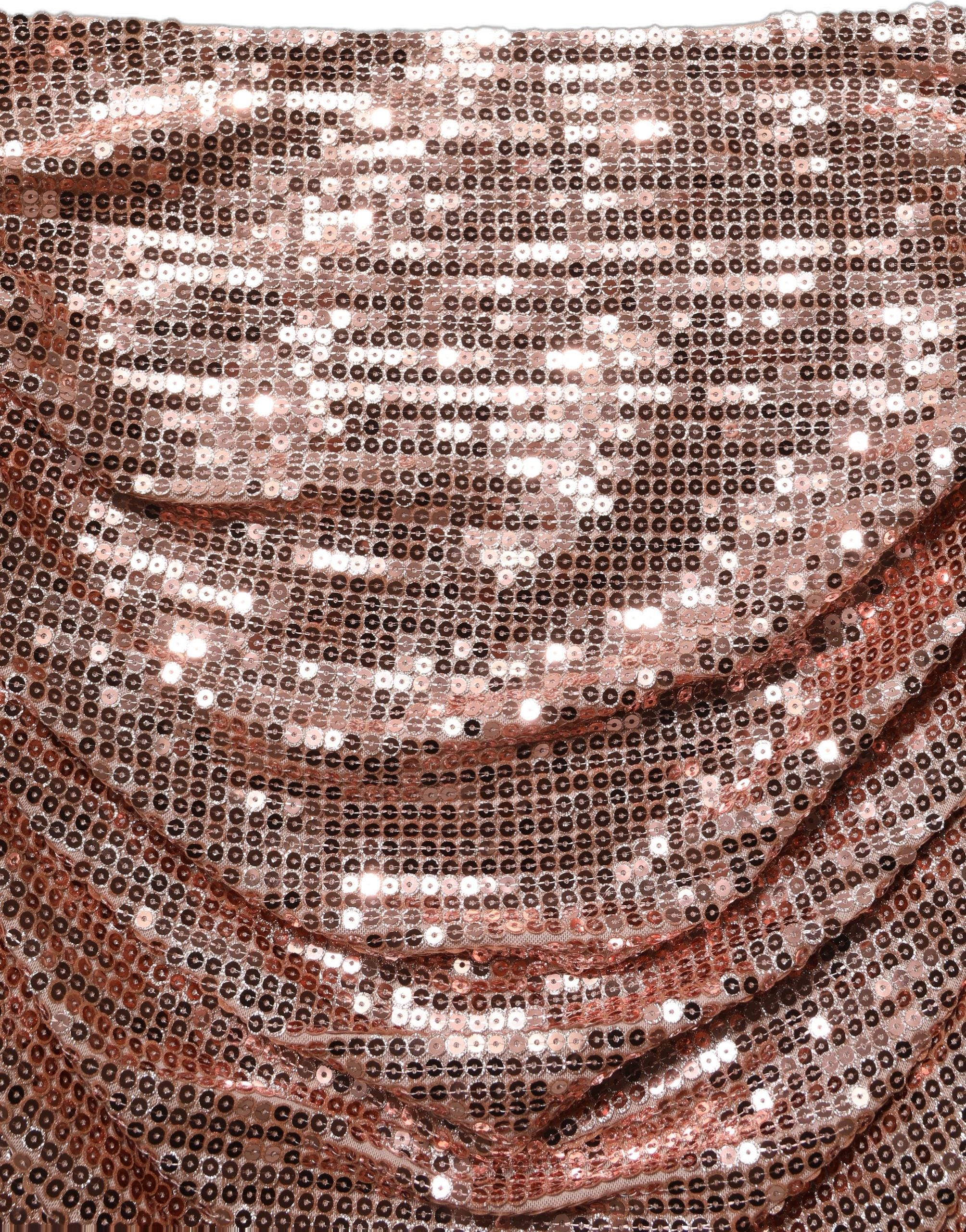 Rose Gold Sequin High Waist Ruched Maxi Skirt