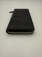 GUCCI Zip Black Front Logo Embossed Wallet