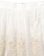 White Floral Embroidered A-line Mini Skirt