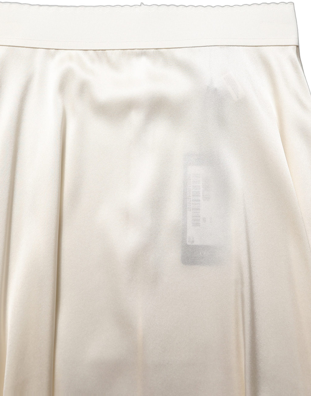Off White Lace Trimmed Satin High Waist Skirt