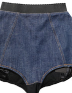 Blue Cotton High Waist Denim Hotpants Shorts