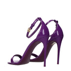 Purple Leather Stiletto Heel Sandals