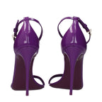 Purple Leather Stiletto Heel Sandals