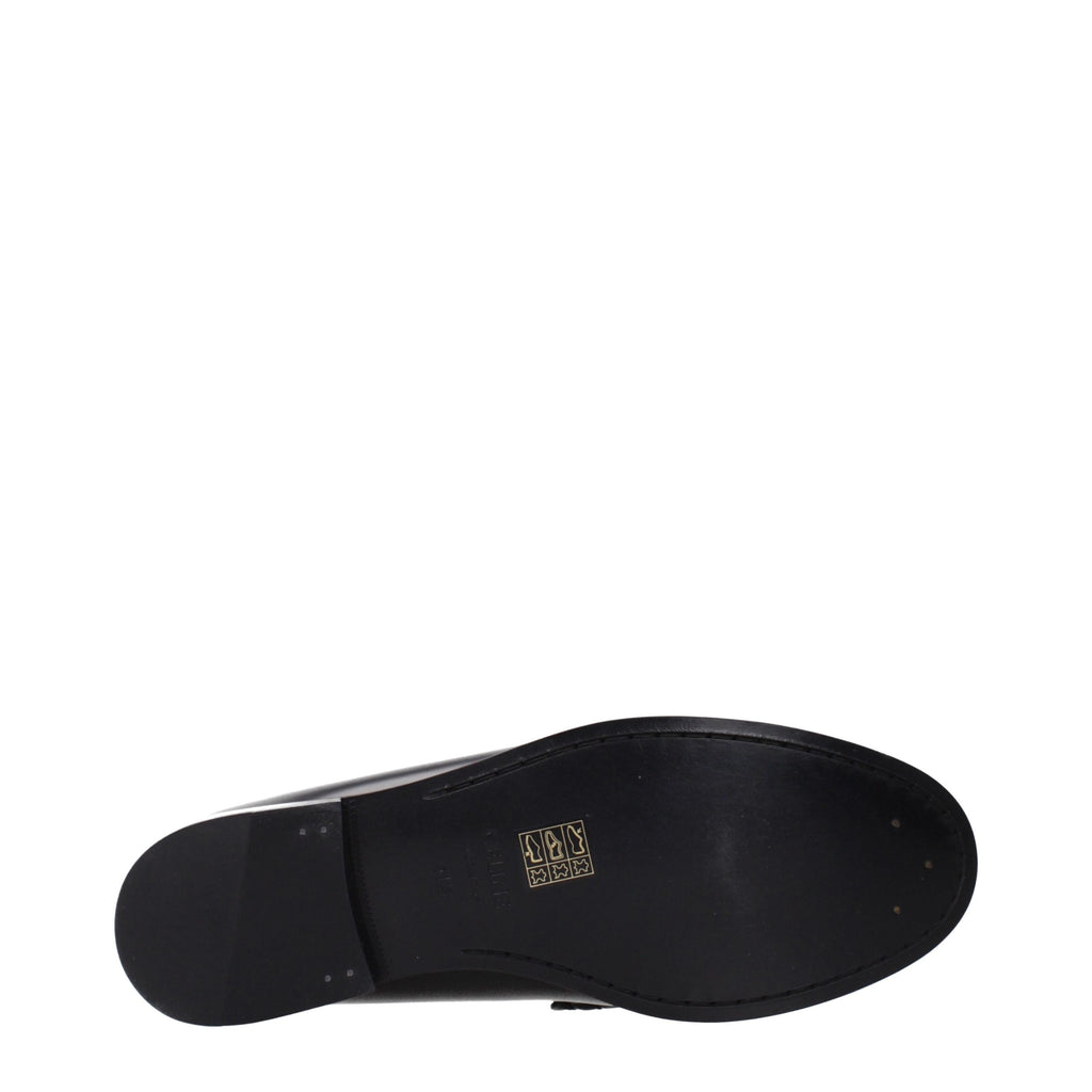 Black Leather Slip-On Loafers