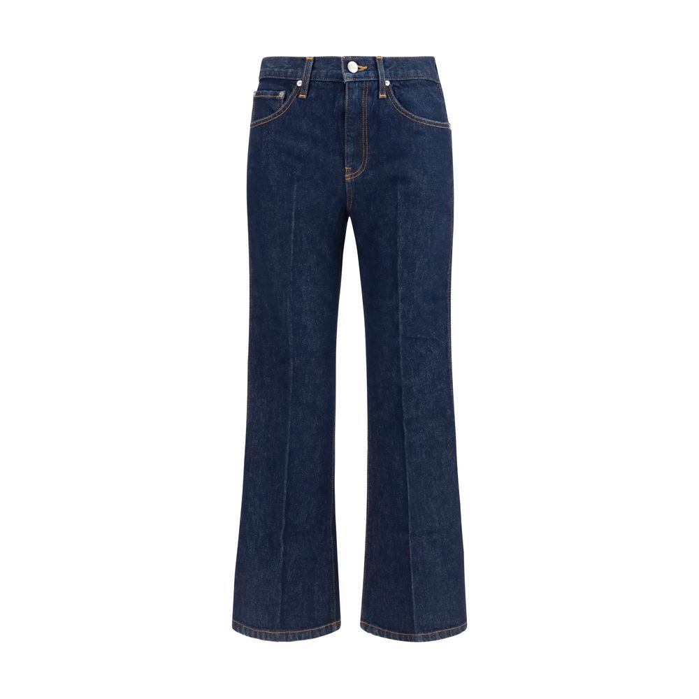Blue Cotton Flared Jeans