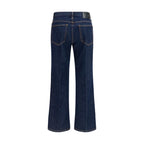 Blue Cotton Flared Jeans