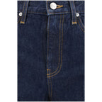 Blue Cotton Flared Jeans