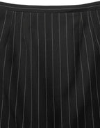 Black Pinstriped HighWaist Pencil Cut Skirt