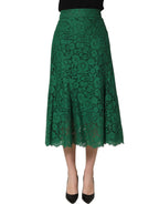 Green Lace High Waist Mermaid Midi Skirt