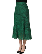 Green Lace High Waist Mermaid Midi Skirt