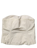 Off White Strapless Sweetheart Neck Top