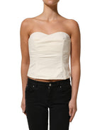 Off White Strapless Sweetheart Neck Top