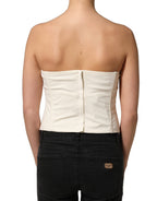 Off White Strapless Sweetheart Neck Top