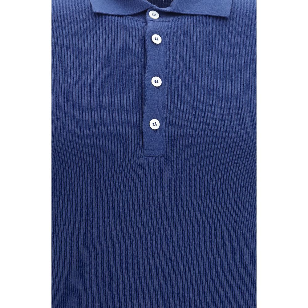 Blue Cotton Polo Shirt