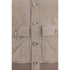 Beige Calf Leather Bos Taurus Leather Jacket
