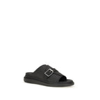 Black Calf Leather Bos Taurus Platform Sandals