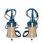 Blue Leather Stiletto Heel Sandals