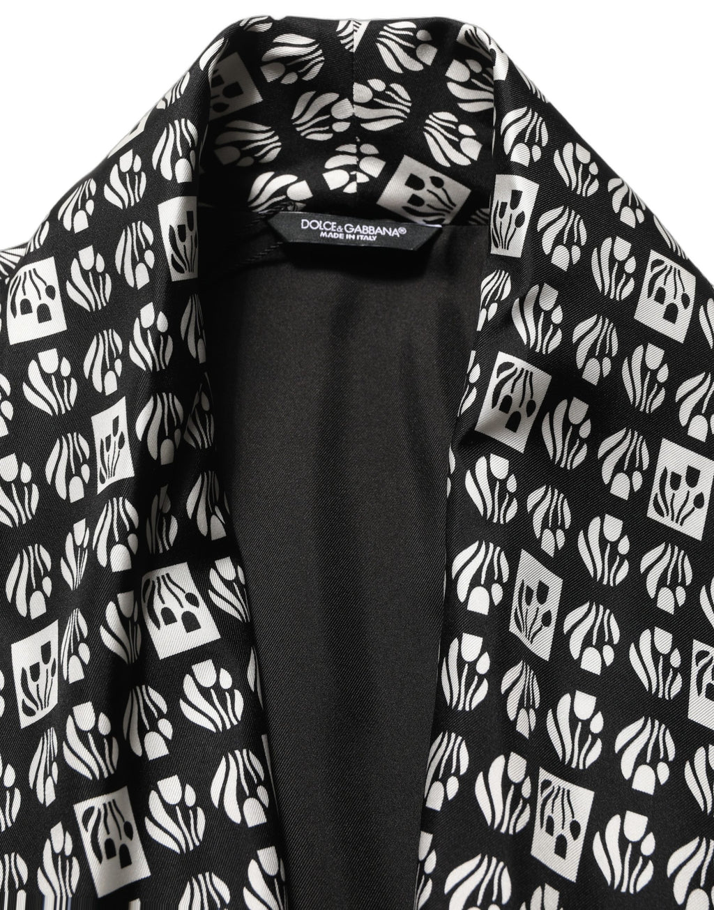 Black White Silk Men Wrap Robe Coat Jacket