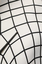 White Black WarpGrid Pattern Hoodie Sweater