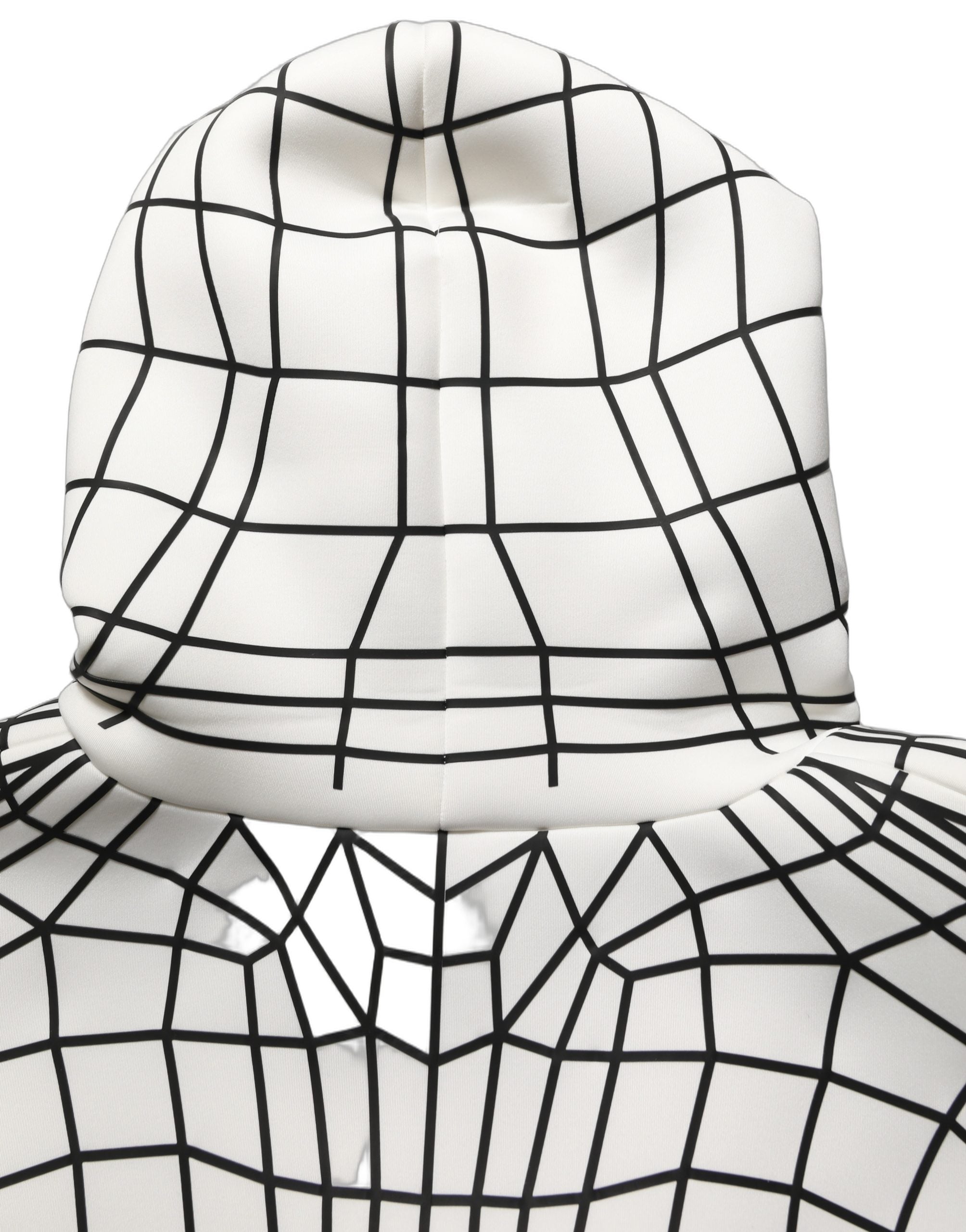 White Black WarpGrid Pattern Hoodie Sweater