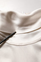 White Silk Long Sleeves Turtleneck Sweater