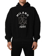 Black Cotton Milano1984 Print Hoodie Sweater