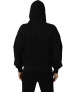 Black Cotton Milano1984 Print Hoodie Sweater
