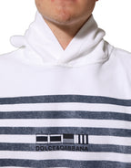 White Blue Stripe Hooded Sweatshirt Sweater