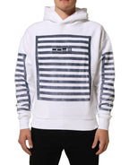 White Blue Stripe Hooded Sweatshirt Sweater