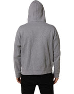 Gray Cotton Logo Hooded Sweatshirt Sweater