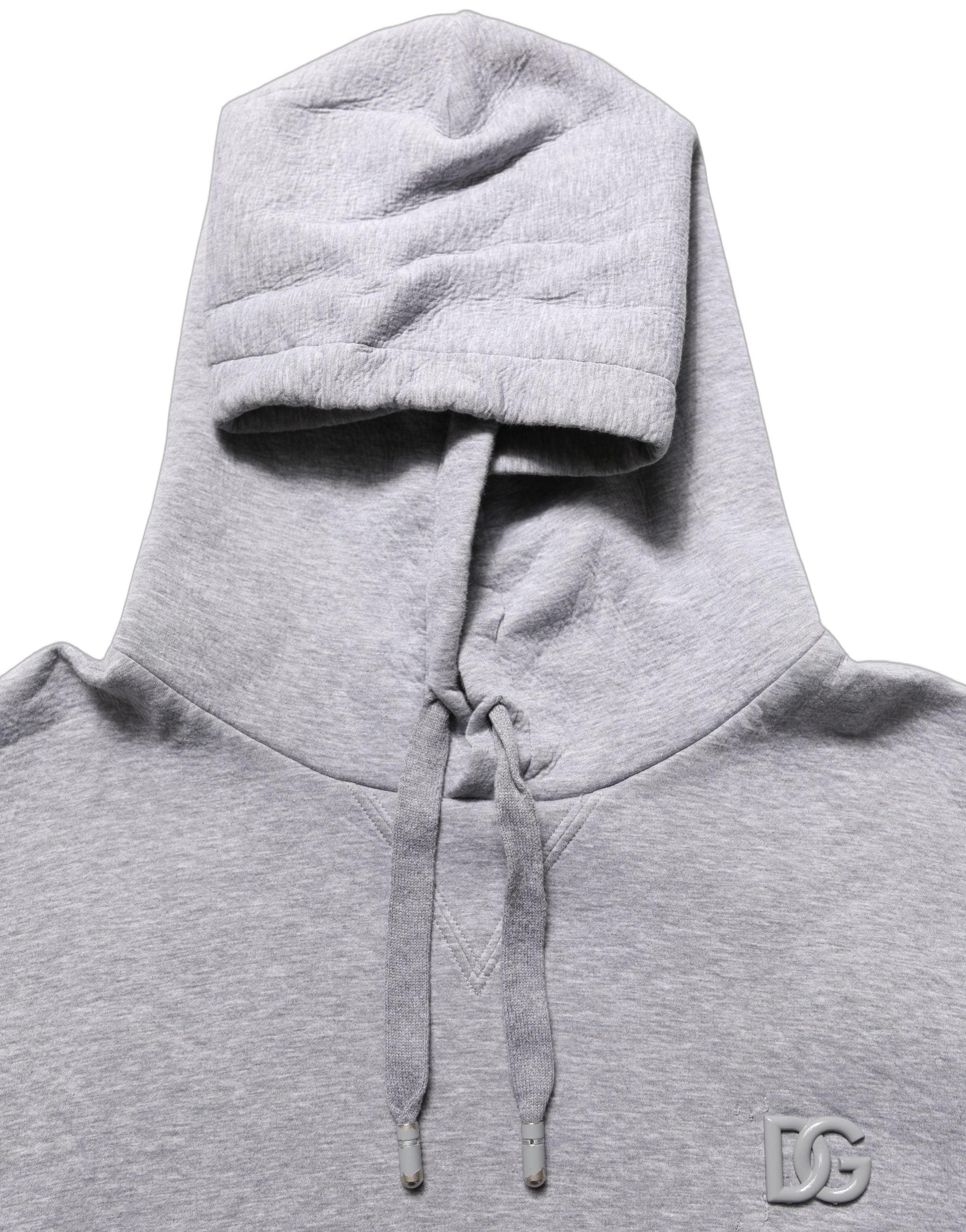 Gray Cotton Logo Hooded Sweatshirt Sweater