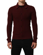 Burgundy Wool Button Down Cardigan Sweater