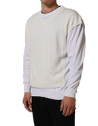 White Flax CrewNeck Layered Pullover Sweater