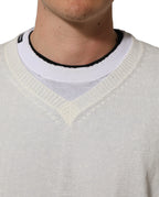 White Flax CrewNeck Layered Pullover Sweater