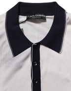White Silk Collared Henley Pullover Sweater