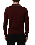 Burgundy Wool Knit Henley Pullover Sweater