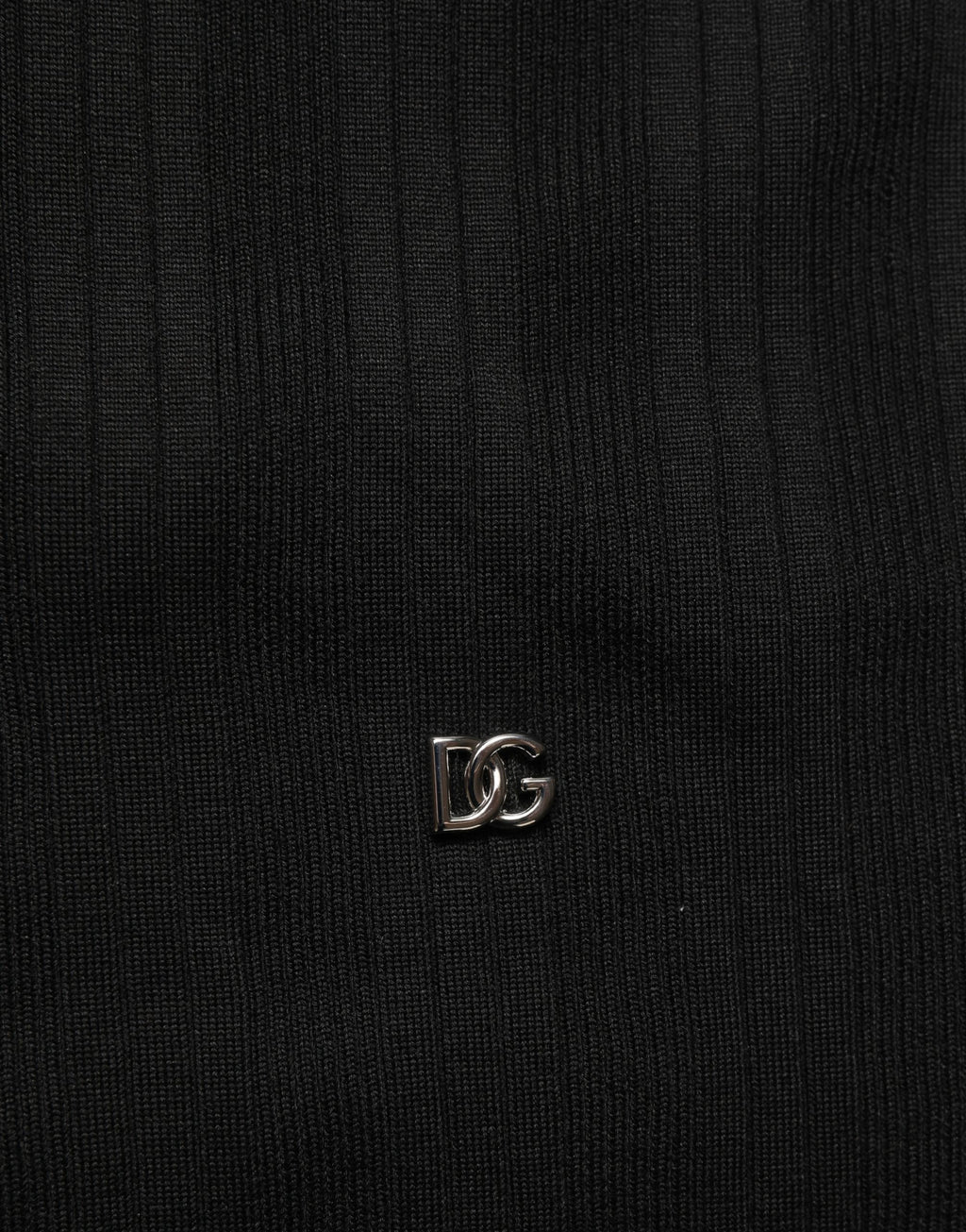 Black Silk Blend Henley Pullover Men Sweater